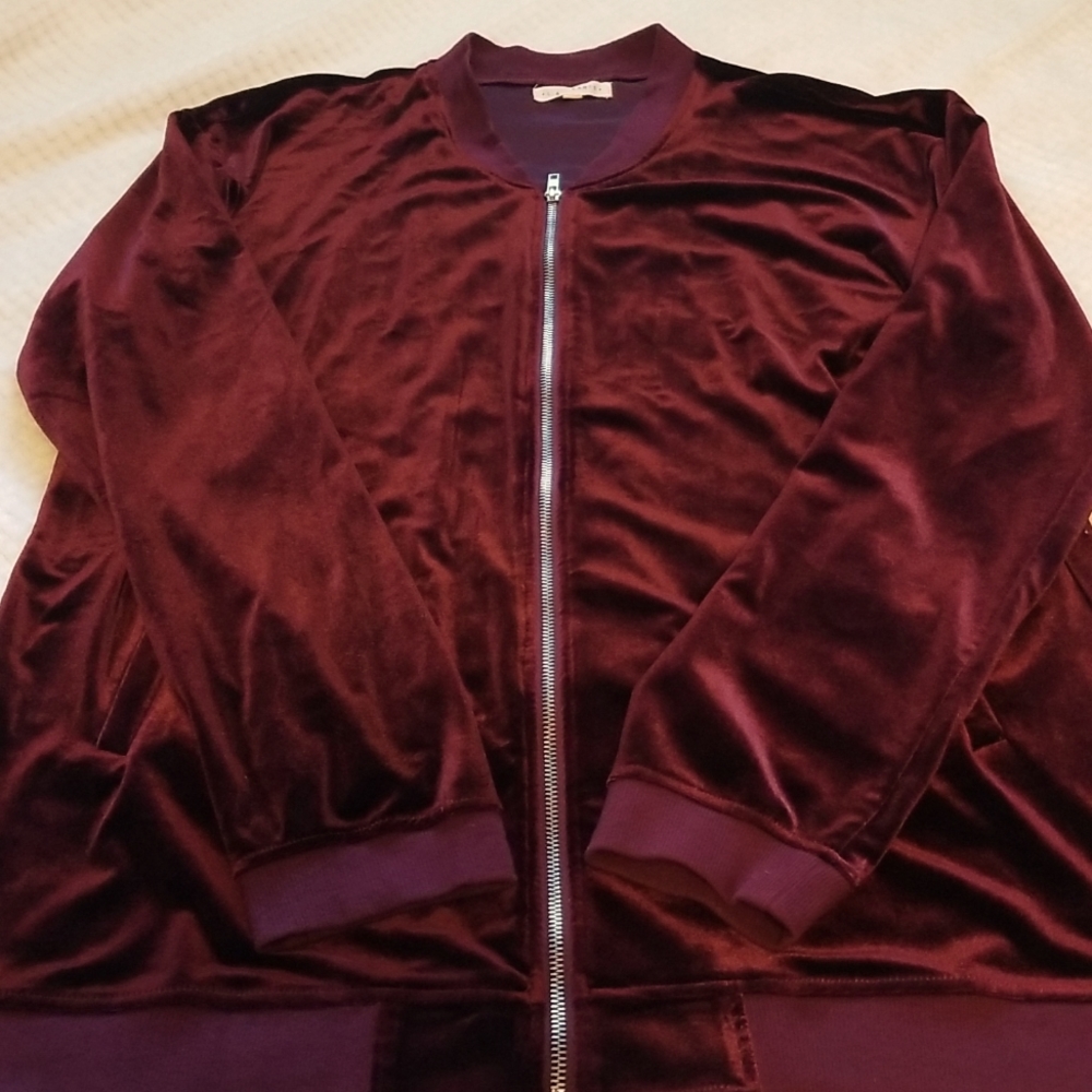 Burgundy velour oversized jacket